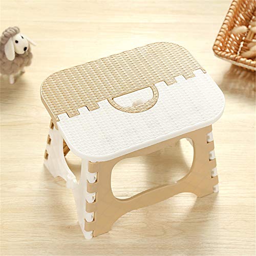 Kompakter Faltbarer Hocker, klappbarer Kunststoff-Tritthocker, 10,11 * 7,67 * 7,67 Zoll, Outdoor tragbares Werkzeug für Kinder und Erwachsene, Küche, Garten Camping und Picknicks (Beige) von Hyuduo