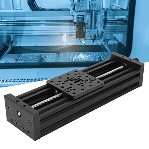 Manuelle Linearbühne Schiebetisch Kugelumlaufspindel, Schraubschiebetisch Linientisch Aluminiumlegierung 3D-Drucker Graviermaschine Schwarz/Silber(400mm-schwarz) Zubehör für 3D-Drucker von Hyuduo