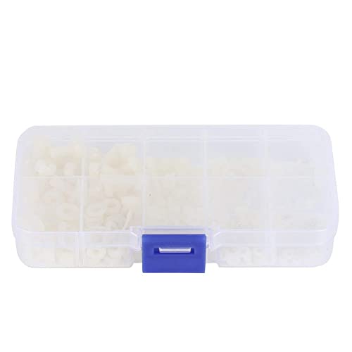 Nylon Standoff Set Nylon Schraube Mutter, 270 Stück M2 M2.5 M3 M4 M5 Nylon Schraube Mutter Set Unterlegscheibe Sortiment Set (Weiß) von Hyuduo