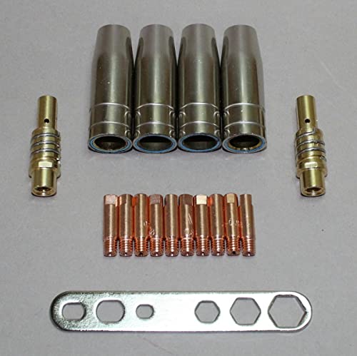 Verschleißteile Set MB 15/Typ 150 M6 0,8/1,0/1,2 Stromdüsen, Gasdüse, Düsenstock MIG/MAG… (0,8mm Stromdüsen) von Hyundai Welding