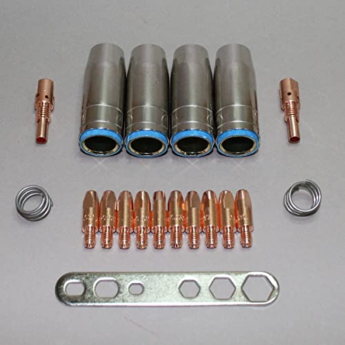 Verschleißteile Set MB 25/Typ 250 M6 0,8/1,0/1,2 Stromdüsen, Gasdüse, Düsenstock MIG/MAG… (1.0mm Stromdüsen) von Hyundai Welding