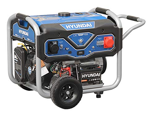 HYUNDAI Benzin Generator BG55054, Stromerzeuger mit 15PS Motor und 5.5kW max. Leistung, E-Start, Notstromaggregat für Baustellen mit 1 x 230V und 1 x 380V (Drehstrom), Stromgenerator, Stromaggregat von Hyundai