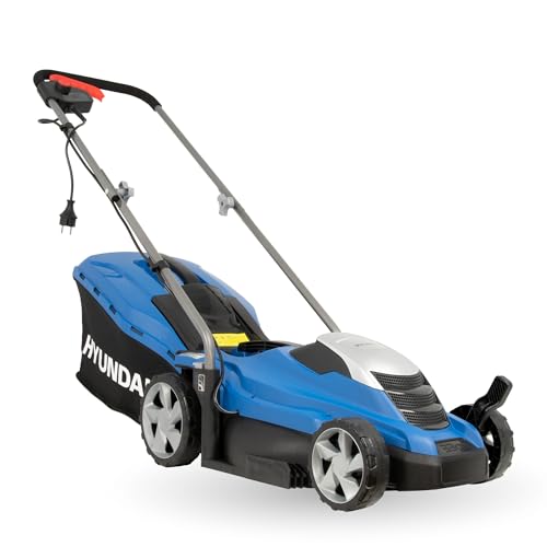 HYUNDAI Elektro-Rasenmäher LM3301E mit Mulchfunktion, Elektromäher, Mulcher, Mäher (33cm, 1300W, 35L Korb, 5-fache zentrale Höhenverstellung) von Hyundai