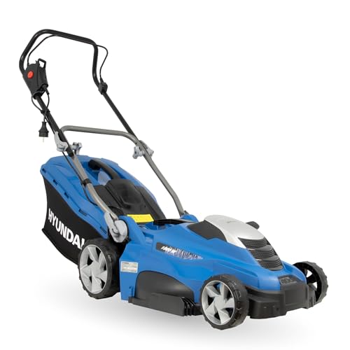 HYUNDAI Elektro-Rasenmäher LM4001E mit Mulchfunktion, Elektromäher, Mulcher, Mäher (40cm, 1800W, 50L Korb, 5-fache zentrale Höhenverstellung) von HYUNDAI
