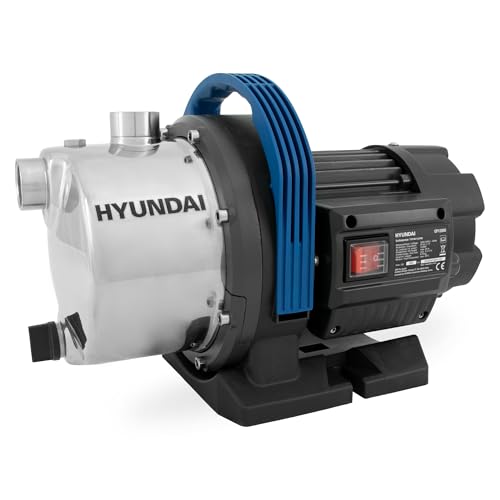 HYUNDAI Gartenpumpe GP12050 | 1200 W, Fördermenge 5.000 l/h | Förderhöhe: max. 50 m, Ansaughöhe: max. 8 m | Edelstahl-Gehäuse | Wasserpumpe von Hyundai