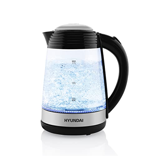 HYUNDAI VK 180 Glas Wasserkocher I LED Beleuchtung I Überhitzungsschutz I 1.7 Liter I 2200 Watt von Hyundai