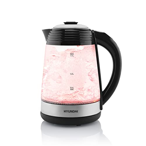 HYUNDAI VK 780 Glas Wasserkocher mit 7 Temperatureinstellungen I 40-100°C I LED Beleuchtung I Warmhaltefunktion I 1.7 Liter I 2200 Watt von Hyundai