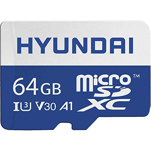 Hyundai 64GB Micro SD Karte (MicroSDXC) UHS-I Speicherkarte mit Adapter, 90MB/s (U3) 4K Video, Ultra HD, A1, V30 (SDC64GU3) von Hyundai