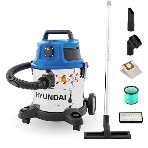Hyundai Nass- / Trockensauger VCWD1620E, 1600 W, 20l Edelstahltank, Sauger mit Ausgangssteckdose, Master-Slave-Funktion (Staubsauger, Waschsauger, Industriestaubsauger) von Hyundai Power Products