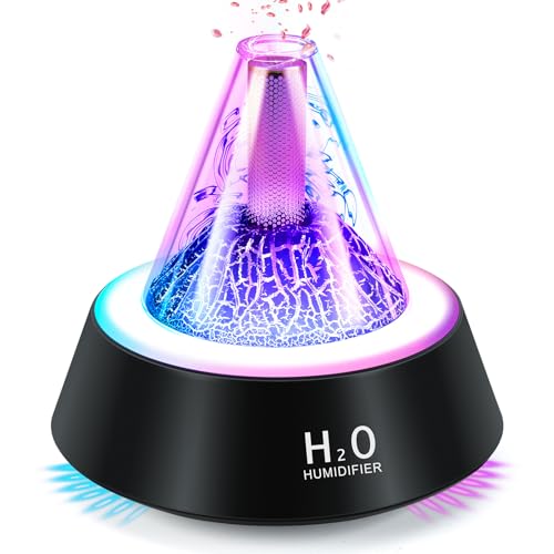 Hyunlai Aroma Diffusor 7-Farben Gradient Duftöl Diffuser ätherisches Öl Diffusor 80 ml kleine Lava Flamme Luftbefeuchter für Hotel Schlafzimmer Büro Wohnzimmer Yoga (schwarz) von Hyunlai