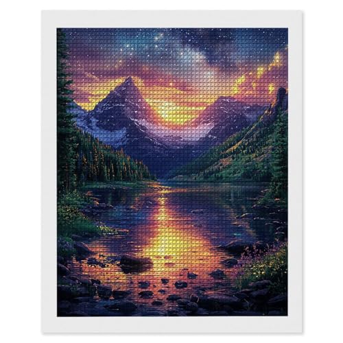 Diamond Painting Erwachsene Berge Seen, 5D Diamant Painting Bilder, DIY Diamanten Stickerei Mosaikherstellung Bastelset Geeignet Als Geschenk, Entspannung und Als Home Wanddekorationen 90x120cm r-658 von Hyupuanj