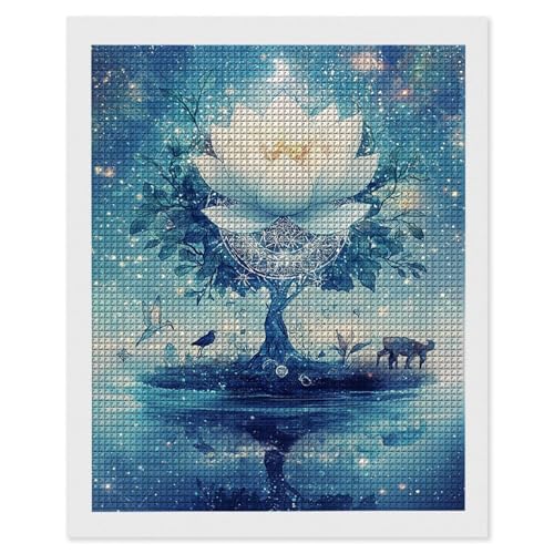 Diamond Painting Erwachsene Fantasy Lotus, 5D Diamant Painting Bilder, DIY Diamanten Stickerei Mosaikherstellung Bastelset Geeignet Als Geschenk, Entspannung und Als Home Wanddekorationen 40x50cm r530 von Hyupuanj