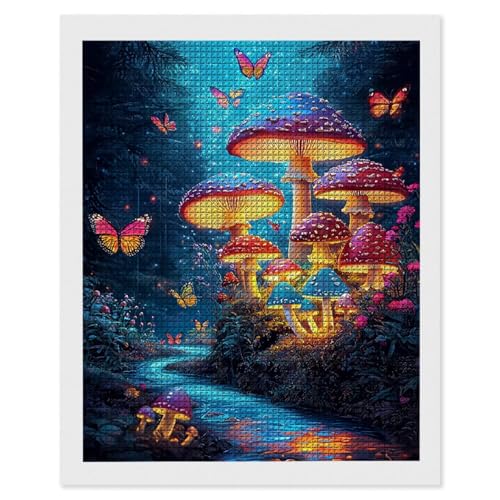 Diamond Painting Erwachsene Fantasy Pilze, 5D Diamant Painting Bilder, DIY Diamanten Stickerei Mosaikherstellung Bastelset Geeignet Als Geschenk, Entspannung und Als Home Wanddekorationen 35x50cm r534 von Hyupuanj