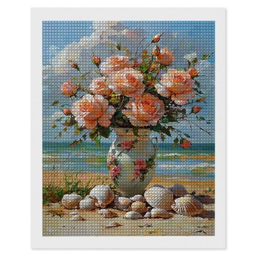 Diamond Painting Erwachsene Rose Vase, 5D Diamant Painting Bilder, DIY Diamanten Stickerei Mosaikherstellung Bastelset Geeignet Als Geschenk, Zur Entspannung und Als Home Wanddekorationen 40x50cm r510 von Hyupuanj