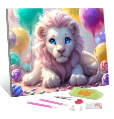 Diamond Painting Kits für Erwachsene Kinder DIY 5D Diamond Art Cute Lion Paint mit Runden Diamond Full Drill Gem Art Painting Kit Diamond Painting Zubehör, für Home Wall Decor Geschenke 30x40cm S-174 Diamond Painting Kits für Erwachsene Kinder DIY 5D Diamond Art Cute Lion Paint mit Runden Diamond Full Drill Gem Art Painting Kit Diamond Painting Zubehör, für Home Wall Decor Geschenke 30x40cm S-174 von Hyupuanj