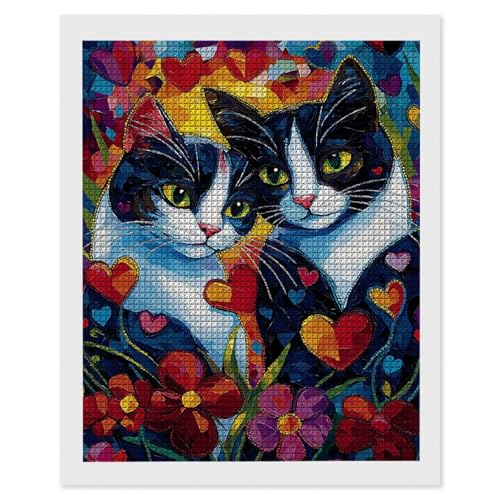 Diamond Painting Paar Katze, 5D Diamant Painting Bilder, DIY Diamanten Malerei Erwachsene und Kinder, Gem Art Mosaikherstellung Bastelset für Weihnachts Haus Wand Dekoration Geschenke 20x30 cm e-624 von Hyupuanj