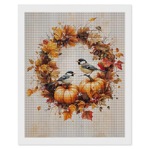 Hyupuanj Diamond Painting Erwachsene Kürbis Blumenkranz, 5D Diamant Painting Bilder, DIY Diamanten Stickerei Mosaikherstellung Bastelset Geeignet Als Geschenk, Als Home Wanddekorationen 60x80cm r-558 von Hyupuanj