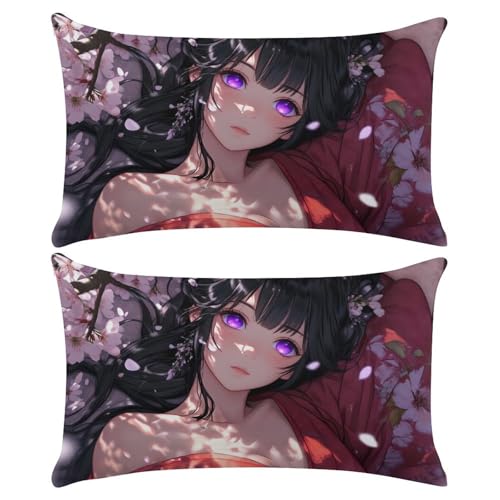 Kissenbezug 40x60 2er Set Anime Girl Kissenbezüge Sofakissen Kissenhüllen mit elegantem Design, Schlafzimmer Dekokissen, Sommer Sofakissen für Outdoor Garten Dekorative, Bett und Heimdekoration U-2928 von Hyupuanj