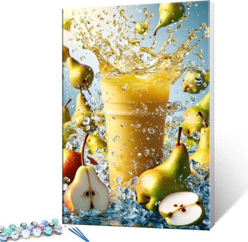 Malen Nach Zahlen Erwachsene Obst Getränke - Malen Nach Zahlen für Kinder AnfäNger, Knitterfreie Leinwand, Pinsels Und Acrylfarbe - ohne Rand DIY Handgemalt öLgemäLde Kit Als Geschenk 20x30 cm L-635 von Hyupuanj