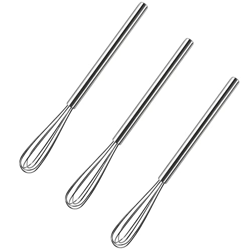 3 Stück Mini-Schneebesen,Schneebesen Edelstahl Klein Schneebesen Set Professional Rührbesen Schaum-Schneebesen-Werkzeug mit Edelstahlgriff für Mischen, Schneebesen, Schlagen, Aufschäumen und Rühren von Hyxodjy