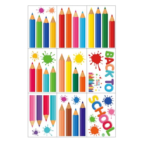 9 Blatt Fensterdeko Aufkleber, Klassenzimmer Fenster Aufkleber Bunte Fensteraufkleber Buntstift Fensteraufkleber für Klassenzimmerfenster Schulanfang, Schuleinführung Deko von Hyxodjy