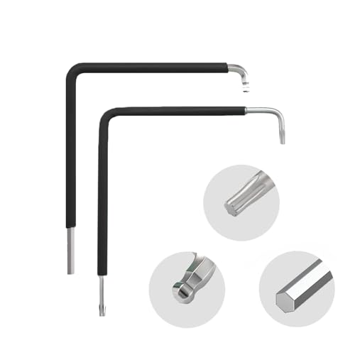 Hyxodjy 2 Stück Fenster Einstellwerkzeug, Fenster Montage Werkzeug mit Wärmeschrumpffolie Torx TX15 Sechskant 4mm und Kugelkopf 4mm Fensterschlüssel für Justierung von Fensterbeschlägen von Hyxodjy