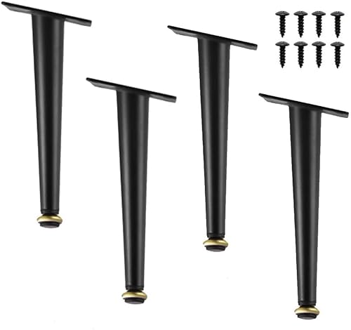 HyyKjEU 4 Möbelfüße aus Metall, Tischfüße aus Eisen, Ersatz-Sofafüße, konische Küchenschrankfüße, Couchtischfüße, schwarz (gerade 17,5 cm) (Color : Oblique, Size : 17.5cm) von HyyKjEU