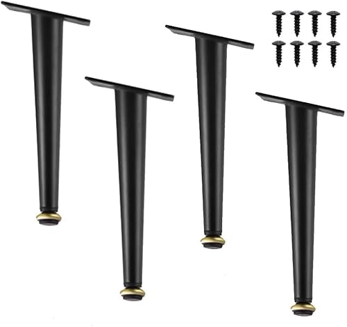 HyyKjEU 4 Möbelfüße aus Metall, Tischfüße aus Eisen, Ersatz-Sofafüße, konische Küchenschrankfüße, Couchtischfüße, schwarz (gerade 17,5 cm) (Color : Oblique, Size : 20.5cm) von HyyKjEU