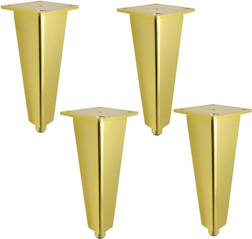 HyyKjEU 4 Stück verstellbare Möbelfüße, DIY-Metallschrankfüße, Kleiderschrankfüße, Bettfüße, Sofafüße, Tischfüße, Aluminium mit Schrauben (schwarz 15 cm) (Color : Gold, Size : 30cm) von HyyKjEU