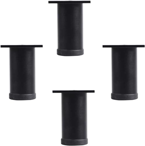 HyyKjEU 4 verstellbare Möbelfüße, DIY-Metallschrankfüße, runde Kleiderschrankfüße, Bettfüße, Sofafüße, Tischfüße, Aluminium mit Schrauben (Silber 8 cm) (Color : Black, Size : 12cm) von HyyKjEU