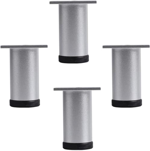 HyyKjEU 4 verstellbare Möbelfüße, DIY-Metallschrankfüße, runde Kleiderschrankfüße, Bettfüße, Sofafüße, Tischfüße, Aluminium mit Schrauben (Silber 8 cm) (Color : Silver, Size : 25cm) von HyyKjEU