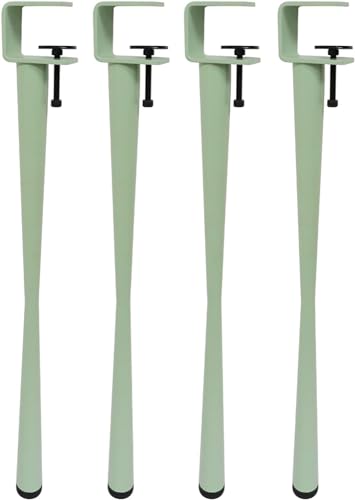 HyyKjEU 4X F-Klemm-Tischbeine, Metallmöbelbeine, DIY-Esstischbeine, Stützbeine, kein Stanzdesign, mit Bodenschutz (71 cm (27,9 Zoll), grün) (Color : Green, Size : 45cm(17.7in)) von HyyKjEU