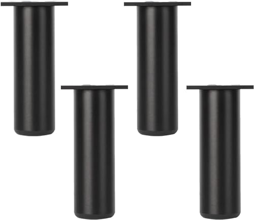 HyyKjEU Set mit 4 Metallmöbelfüßen, verstellbaren Sofafüßen, Badezimmerschrankfüßen, runden Sofastützfüßen, Aluminiumlegierung, mit Schrauben (35 cm, Silber) (Color : Black, Size : 30cm/11.8in) von HyyKjEU