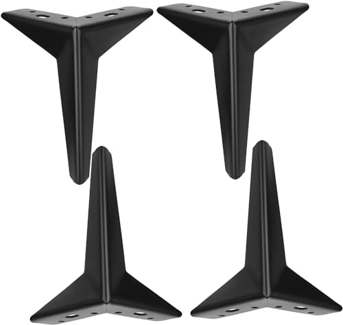 HyyKjEU Set mit 4 dreieckigen Möbelzubehörfüßen, DIY-Ersatz-Metalltischfüßen, Sofafüßen, mit Schrauben (schwarz 15 cm) (Color : Black, Size : 10cm) von HyyKjEU
