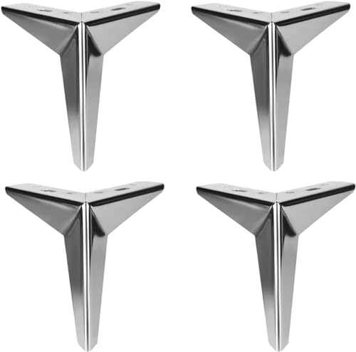 HyyKjEU Set mit 4 dreieckigen Möbelzubehörfüßen, DIY-Ersatz-Metalltischfüßen, Sofafüßen, mit Schrauben (schwarz 15 cm) (Color : Silver, Size : 15cm) von HyyKjEU