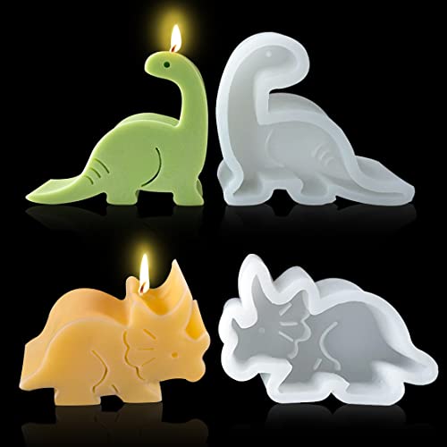 HyzaPhix 2pcs Kerzenform Dinosaurier Silikonform Tier Epoxidharz Formen Gießform Silicone Candle Mold für Selber Machen Handgefertigte Seife, Duftkerzen, Handwerk Ornamente (D) von HyzaPhix