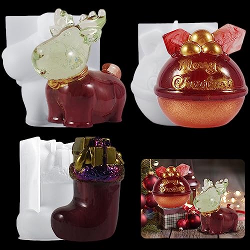 3PCS 3D Weihnachts Silikonform Weihnachten Kerzenform Silikon DIY Seifenform Harz Gießform Christmas Silicone Mold für DIY Elch Nikolausstrümpfe Weihnachtsglocke Dekoration 3PCS 3D Weihnachts Silikonform Weihnachten Kerzenform Silikon DIY Seifenform Harz Gießform Christmas Silicone Mold für DIY Elch Nikolausstrümpfe Weihnachtsglocke Dekoration von HyzaPhix