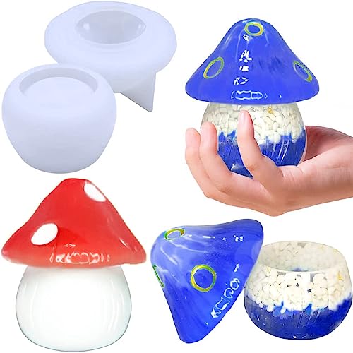 HyzaPhix 2 Stück Pilz Silikonform Dose Mit Deckel, Resin Gießharz Formen Silikon Aufbewahrungsbox Gießform Silikonform Epoxidharz Vorratsdosen Für Kerzenhalter, Schmuckbox,pinselhalter HyzaPhix 2 Stück Pilz Silikonform Dose Mit Deckel, Resin Gießharz Formen Silikon Aufbewahrungsbox Gießform Silikonform Epoxidharz Vorratsdosen Für Kerzenhalter, Schmuckbox,pinselhalter von HyzaPhix