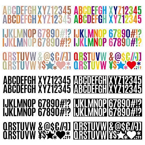 HyzaPhix 24 Blätter Alphabet Aufkleber Bunt, Vinyl Buchstaben Aufkleber Selbstklebende Nummern Hausnummer Aufkleber für Postfach,Schilder,Fenster,Tür,Autos,Geschäft (24 Blätter) von HyzaPhix