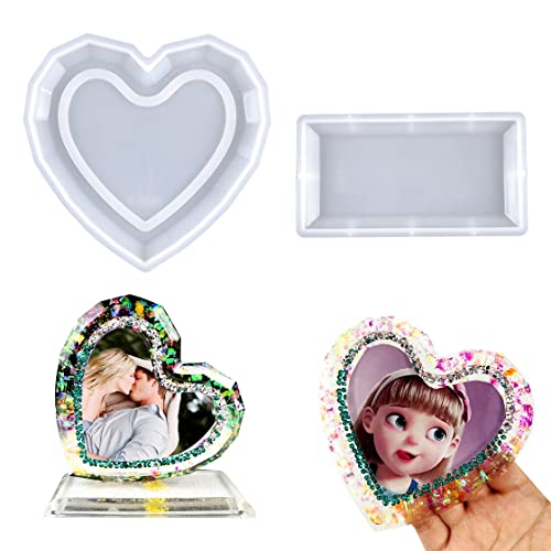 HyzaPhix 2pcs Bilderrahmen Silikonform, Fotorahmen Resin Gießharz Formen Herz Gießform Kunstharz DIY Gießen Set Photo Frame Silicone Moulds für DIY Home Deko Geschenk von HyzaPhix