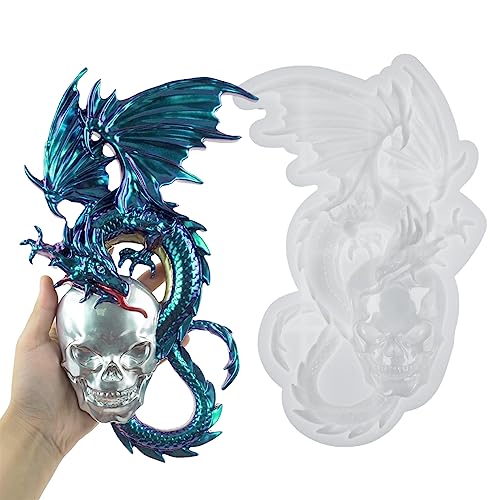 HyzaPhix 3D Drachen Resin Silikonform Große Drache Totenkopf Epoxidharz Formen Halloween Schädel Kristall Silikon Gießform Dragon Silicone Mold für DIY Handwerk Ornament Wanddekoration Wohnkultur von HyzaPhix