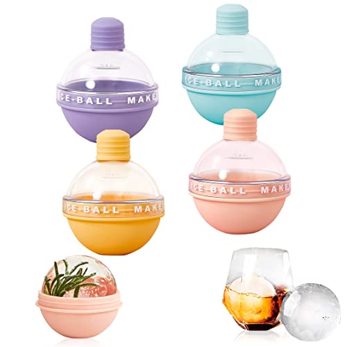 HyzaPhix 4pcs Eiswürfelform Silikon mit Deckel, Eiskugelform Rund Eiswürfel Eiskugel Wiederverwendbar Ice Ball Maker für Gekühlte Getränke, Whisky und Cocktails (4pcs) von HyzaPhix