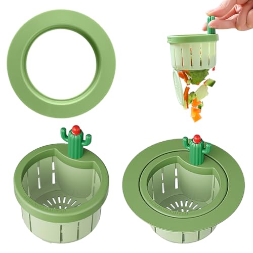 HyzaPhix Cactus Kitchen Sink Drain Strainer Upgraded Cactus Sink Strainer, Cactus Sink Filter for Press Automatic Dumping Basket, Keep Hand Clean (Grün) von HyzaPhix