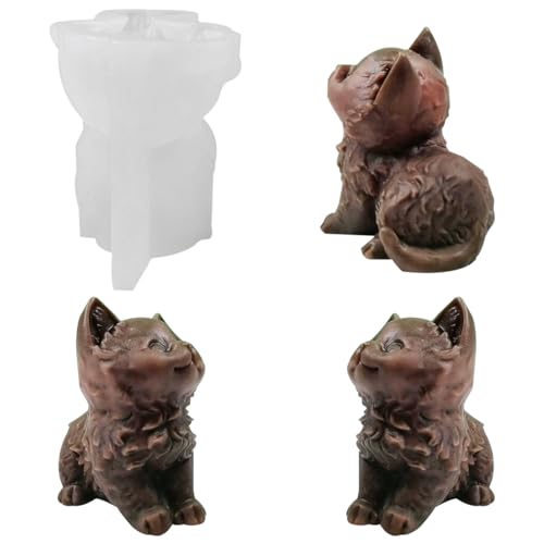 HyzaPhix Katzen Silikonform Kätzchen Kerzenformen Tiere Harzform 3D Tier Epoxid Gussform Cat Silicone Mold für DIY Schokoladen Fondant Kuchendekoration, Kunstharz Kunsthandwerk (Katzen) von HyzaPhix