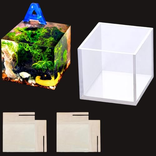 HyzaPhix Quadrat Resin Silikonform Würfel Epoxidharz Formen Kerzen Gießform Quadratische Harzform Kristall Harz Gießen Formen mit Bordürenhalter Cube Silicone Molds für DIY Handwerk Kerzen von HyzaPhix