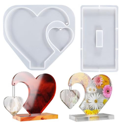 HyzaPhix Resin Silikonform Fotorahmen Herz Groß, Bilderrahmen Gießform Herzförmig Epoxidharz Formen Herzform Harz Gießen Formen Heart Photo Frame Silicene Mold für DIY Handwerk Hochzeit Dekoration von HyzaPhix