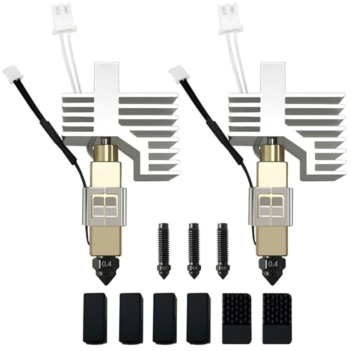 HzdaDeve 2PK 0.4MM gehärteter Stahl Keramik Hotend für Centauri Carbon/Centauri Druckkopf Extruder Kit Hot End mit Extra 0.2MM 0.4MM 0.6MM gehärtete Düsen 2PK Silikon Abdeckung und 2PK Düsenbürsten von HzdaDeve