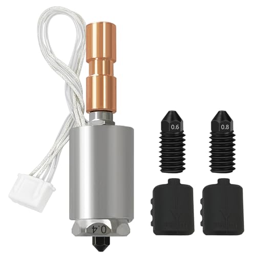 HzdaDeve Upgraded 0.4MM Hotend für Kobra 3 Max Combo Druckkopf Hot End Extruder mit Extra 1PK 0.6MM 0.8MM Quick-Swap integrierte abnehmbare gehärtete Stahldüse und 2PK Silikon Abdeckung für Anycubic von HzdaDeve