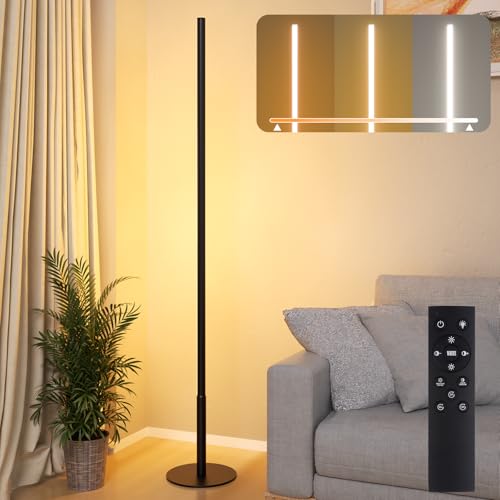 Hzitcigm LED Stehlampe Wohnzimmer, Stehleuchte Dimmbar LED Ecklampe mit Stufenlose Helligkeit & Farbtemperaturen 2700K-6500K, Memory-Funktion Standleuchte mit Fernbedienung für Schlafzimmer Büro,147CM von Hzitcigm