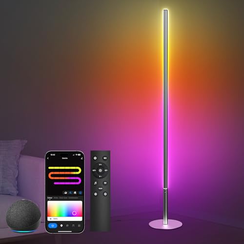 Hzitcigm WiFi RGBCW Stehlampe für Wohnzimmer, Kompatibel Mit Alexa/Google Home, Dimmbare Standleuchte Mit Fernbedienung, Smart Eckleuchte für Schlafzimmer, 147CM von Hzitcigm